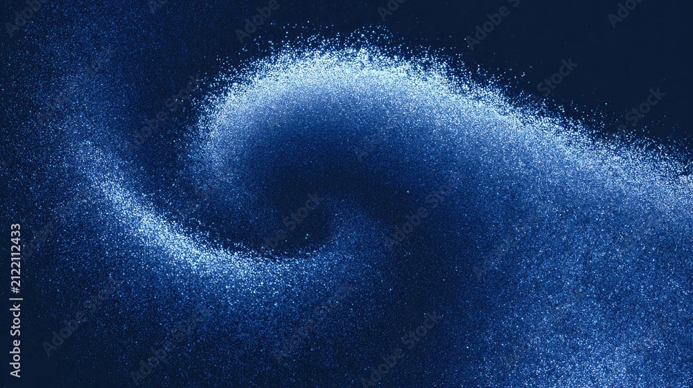 Fototapeta premium Swirling, luminous blue particles create a dynamic, abstract cosmic wave