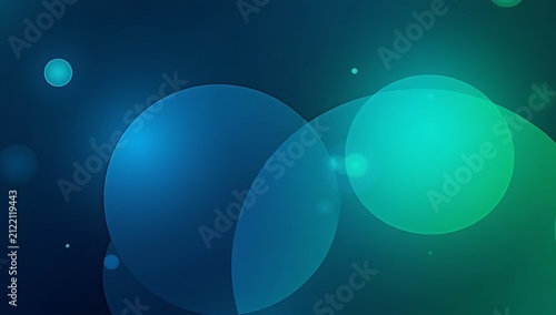 Abstract Blue and Green Bokeh Lights Background with Lens Flares.