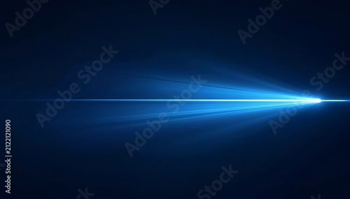 Bright Blue Light Streak Across Dark Background Abstract.