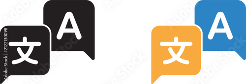 Foto Translate icon set featuring language translation symbols for translator app, website, UI design, and transparent vector graphics
