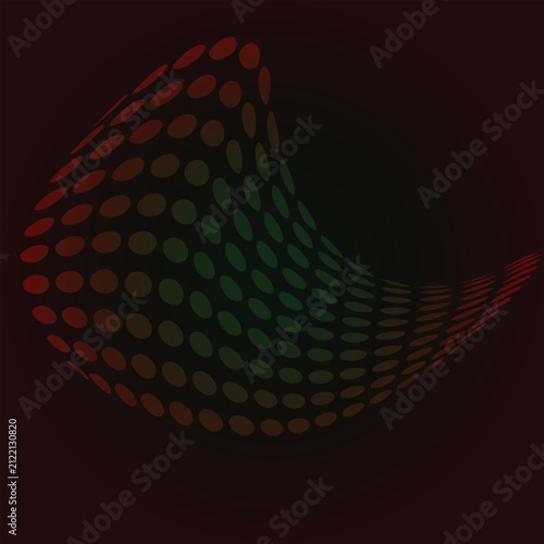 Abstract 3D Halftone Grid Wave Shape, Red and Dark Halftone Pattern Graphic Element
