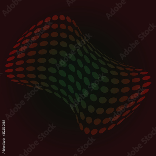 Abstract 3D Halftone Grid Wave Shape, Red Halftone Pattern Graphic Element