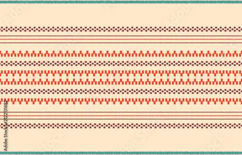 beige ethnic ikat seamless pattern. hand drawn craftsmanship embroidery bohemian, abstract square geographic art fabric ikat textile material design for curtain, carpet, wallpaper, clothing, Batik.