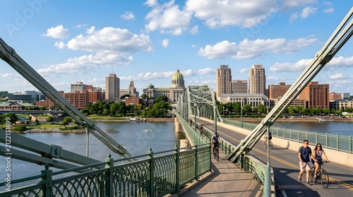 Harrisburg Pennsylvania Skyline View From Walnut Street Bridge
