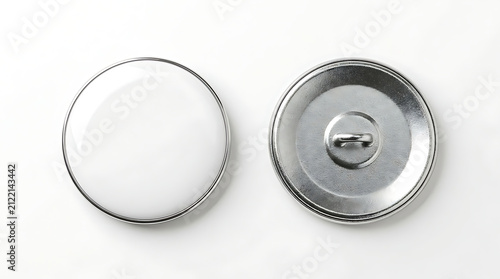 Two round enamel button pins one front one back enamel pin