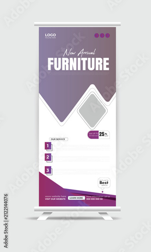 Modern Furniture Roll Up Banner Template for Interior Store Promotion and Business Advertising