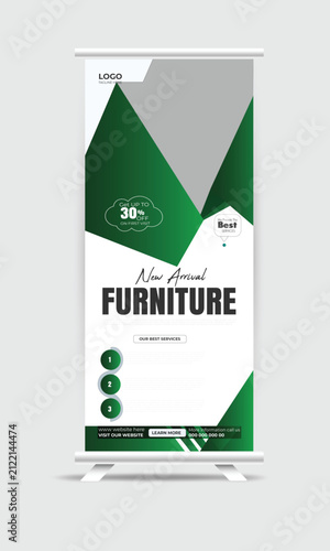 Modern Furniture Roll Up Banner Template for Interior Store Promotion and Business Advertising
