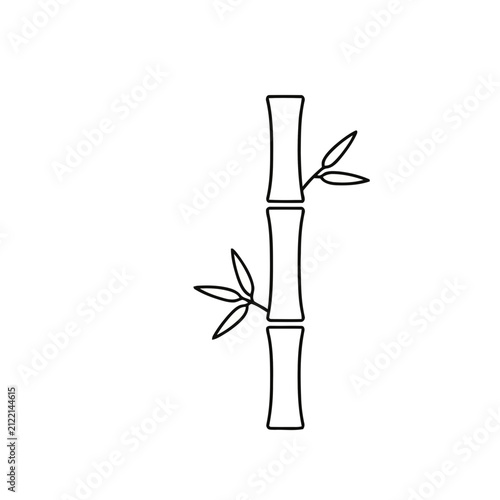 Bamboo stalk with leaves outline