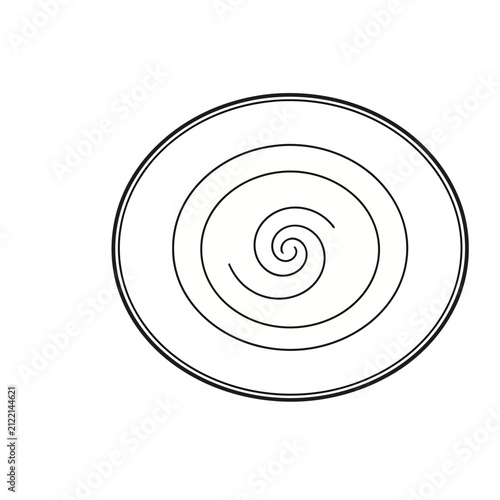 Black spiral inside a double circle