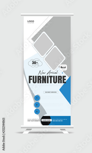 Modern Furniture Roll Up Banner Template for Interior Store Promotion and Business Advertising