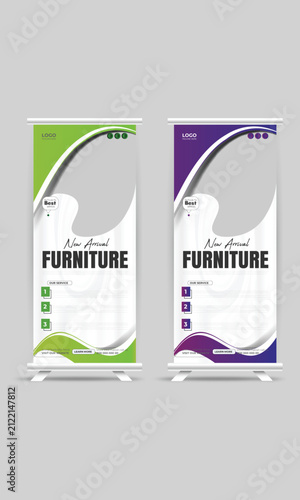 Modern Furniture Roll Up Banner Template for Interior Store Promotion and Business Advertising