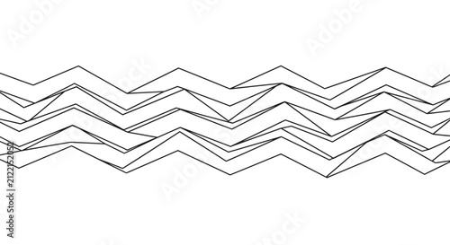 Abstract black and white geometric zig-zag line pattern.