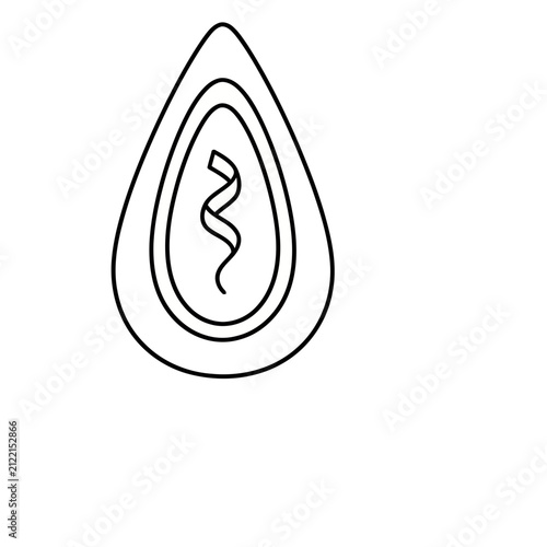 Abstract shape with wavy line inside
