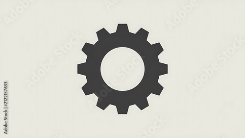 A clean vector illustration of a business gear icon representing mechanical engineering and industrial process optimization