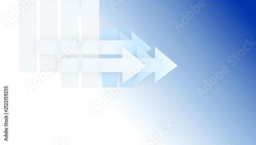 Abstract blue background with white arrows pointing forward indicating movement and direction