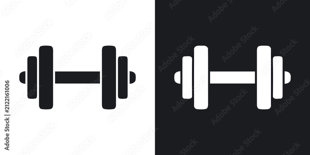 Fototapeta premium Dumbbell exercise weight icons for fitness and bodybuilding gym training with dumbbell exercise bodybuilding training equipment strength physical activity minimalist interface lifestyle