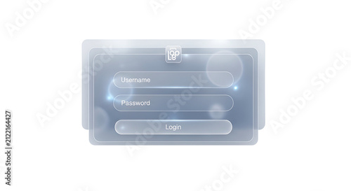 Glowing Transparent Login Interface Floating on Dark Transparent Background