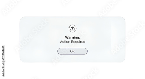 Minimal White Warning Popup Displaying Action Required Message on Black Screen