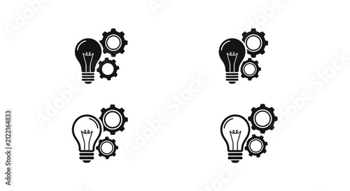 Mechanical creativity and engineering icons.