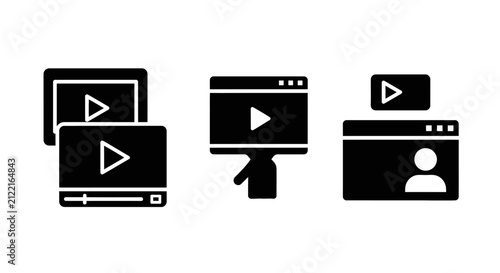 Media player and video interface icons.