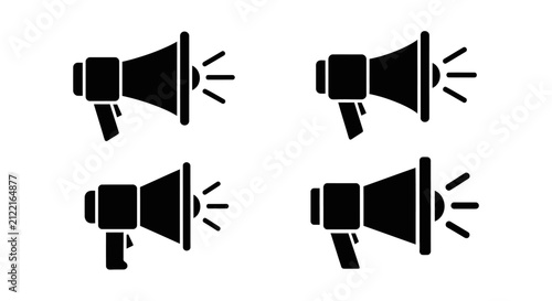 Megaphone and bullhorn silhouettes.