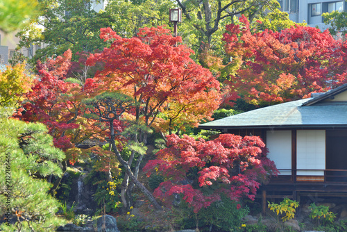 神戸相楽園の浣心亭と紅葉