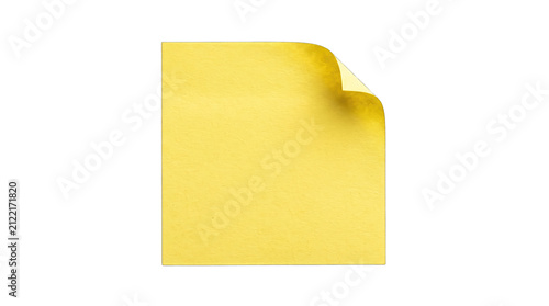 Yellow sticky note PNG isolated on transparent background, blank paper memo for reminders and organization, office supply