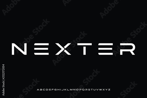 Modern futuristic abstract sans serif alphabet display font vector for logo design