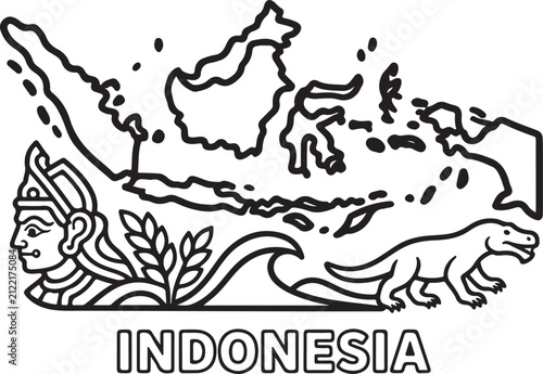 Canvas Print indonesia coloring page logo vector .