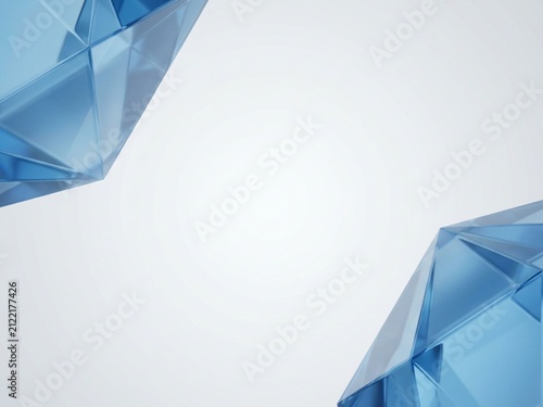 Minimal Blue Faceted Glass Composition Background with Large Copy Space