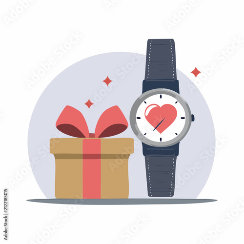 Celebrate Father's Day with a heartfelt gift a stylish wristwatch next to a beautifully wrapped present, symbolizing love and appreciation for a special dad