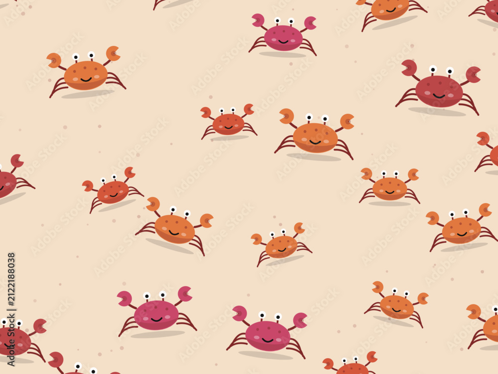 Fototapeta premium Funny Crabs Summer Vacation Pattern Design