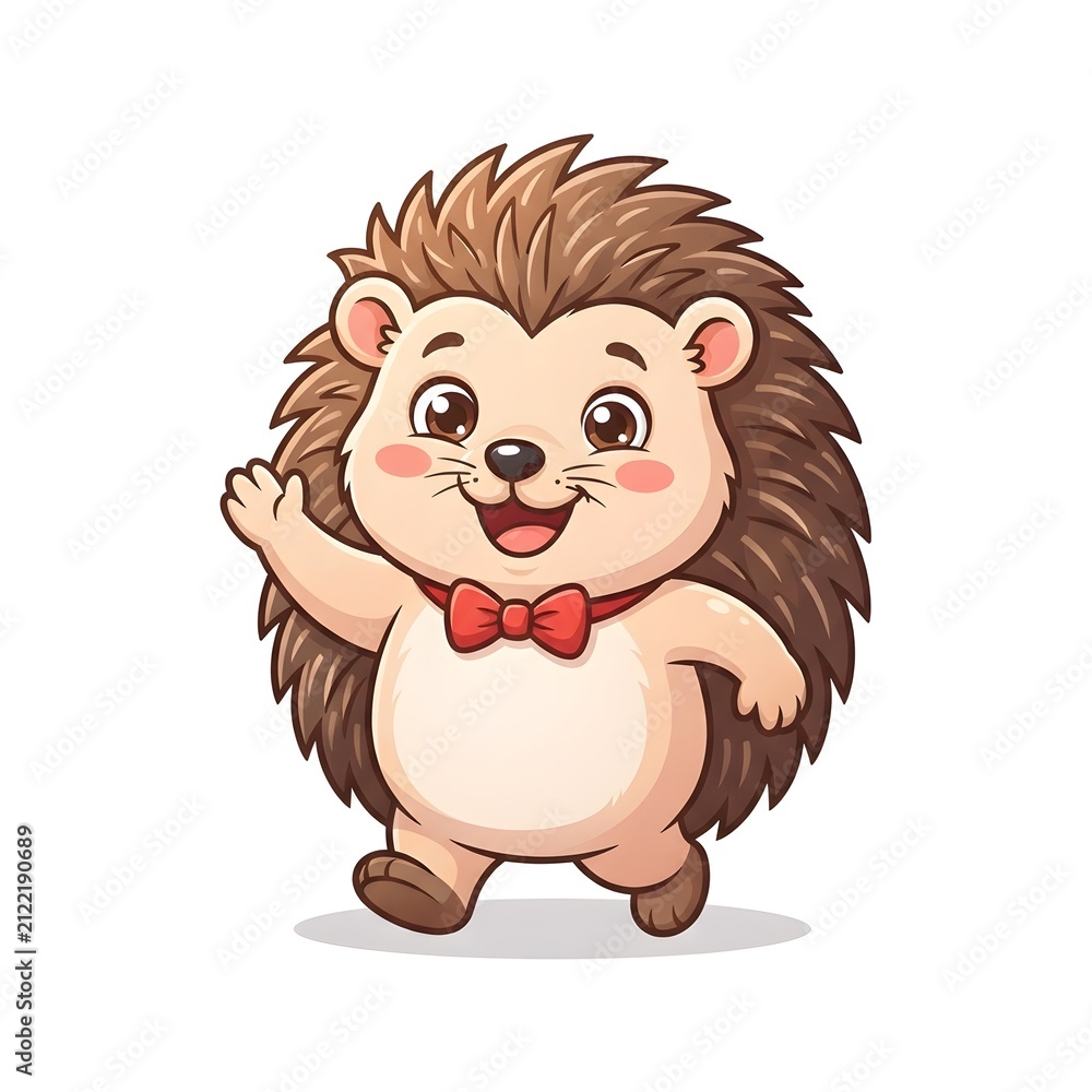 Fototapeta premium Cartoon_hedgehog_on_white