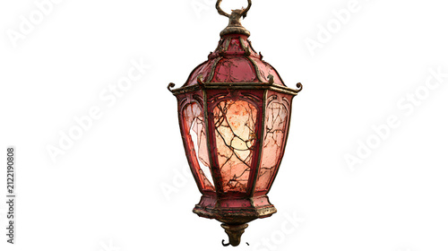 broken lantern with cracked texture and aged details, halloween decoration, 3D render with glass and plastic texture, octane render style, isolated on white background
