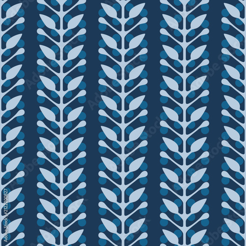 Japanese Leaf Stripe Vector Seamless Pattern