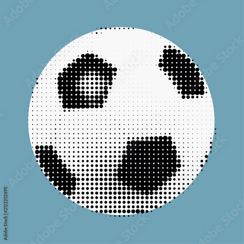 Halftone Soccer Ball Illustration in Retro Pop Art Style on Blue Background

