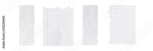 Canvas Print Torn graph paper strips for design elements on transparent background