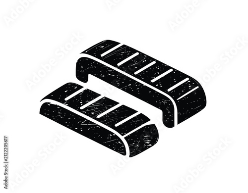 Textured Speed Bump Road Safety Vector Illustration in Black Color with White Background.