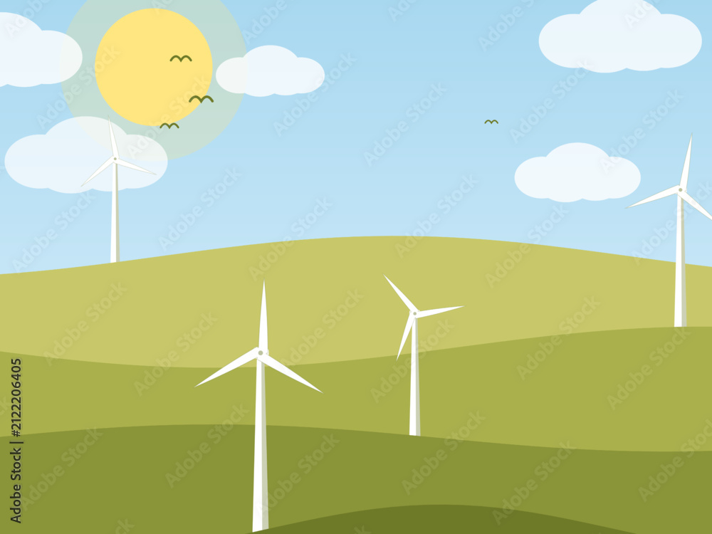 Obraz premium Green Energy Wind Farm Panorama Background