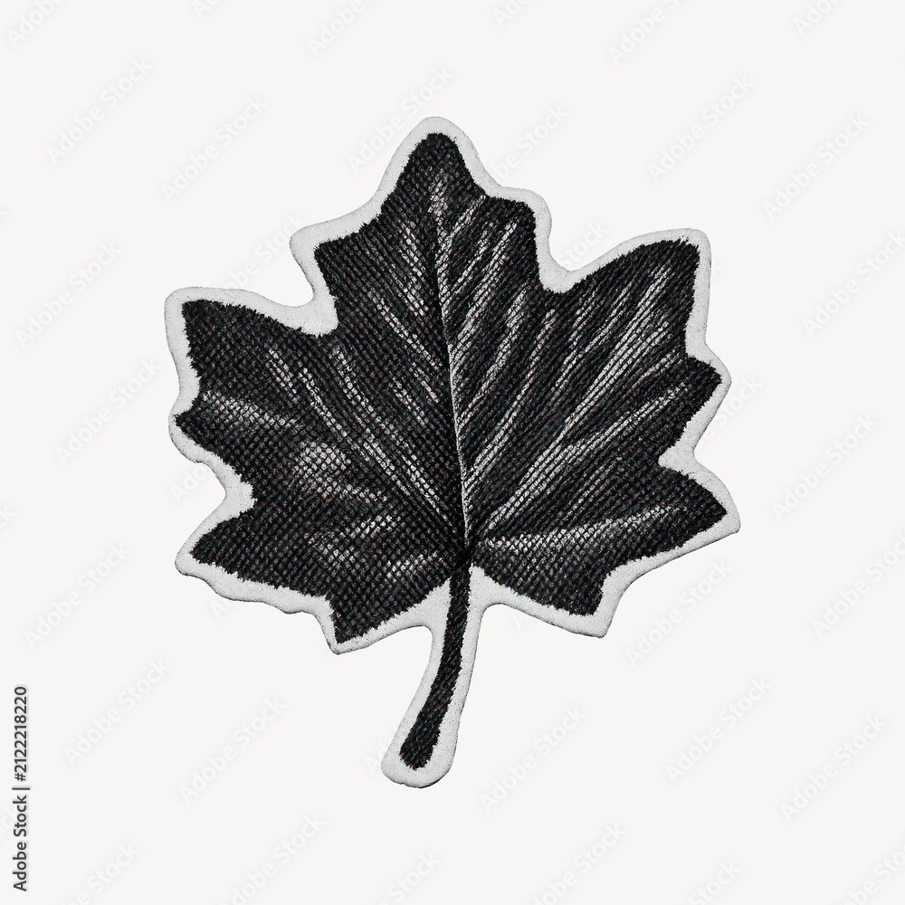 Fototapeta premium Textured black maple leaf illustration.