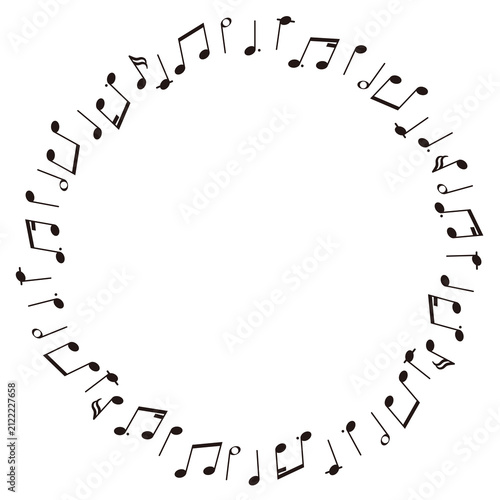 Circular frame of musical notes/black