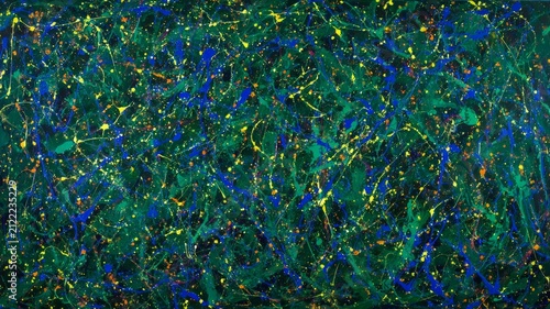 Energetic brushwork dynamic abstract paint splatter. Artificial intelligence image