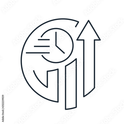 A linear vector icon symbolizing the concept of rapid response, increased efficiency, or accelerated business processes. This includes fast data processing, time optimization, or productivity.