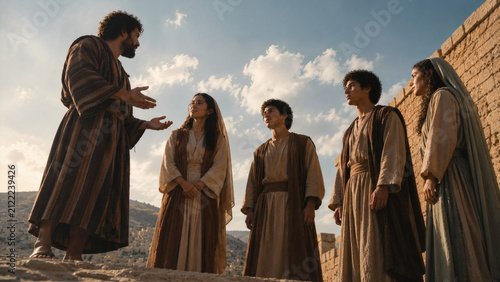 Old Testament Scene Showing The Prophet Hosea Speaking With His Family, Reflecting God's Faithfulness, Compassion, And Desire To Restore His People