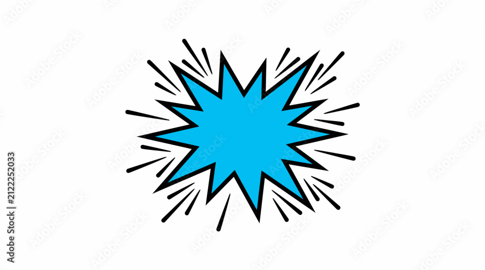 Fototapeta premium Blue Comic Explosion Frame Vector Graphic for Retro Pop Art Style Design