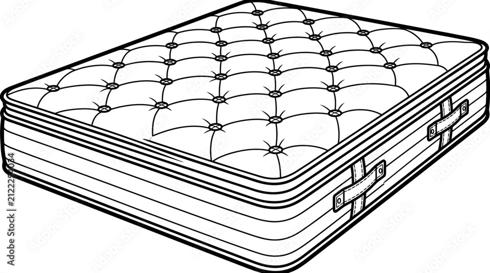 Obraz premium Tufted mattress illustration with handles isolated on white background