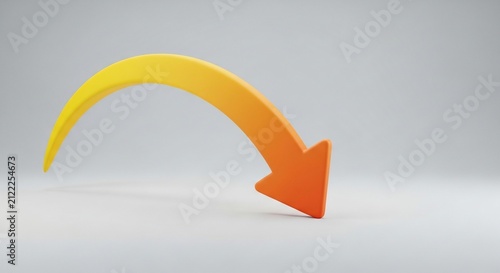 Gleaming 3D Arrow: Smooth curves, warm gradient, subtle lighting, a feeling of descent.