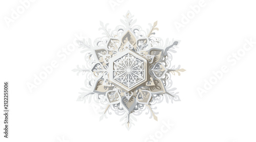 Beautiful snowflake with intricate patterns and icy details on a transparent background