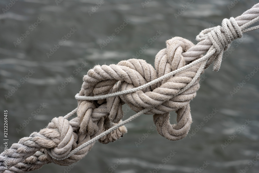 Fototapeta premium Coiled sailing ropes and rigging