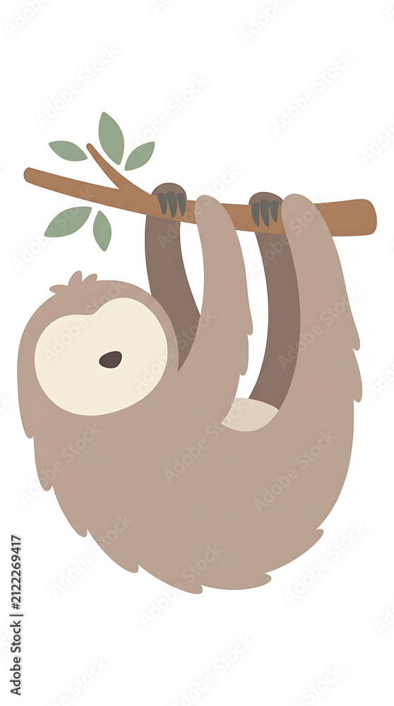 Obraz premium Sloth hanging from a tree character